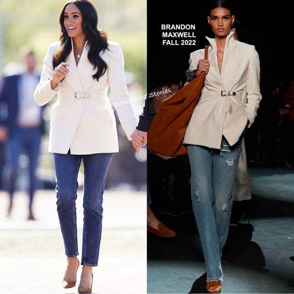 Brandon Maxwell Cream White Belted Jacket ASO Meghan Markle Size US 0 - Picture 6 of 17